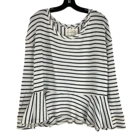 We the Free Striped Peplum Shirt Black and White - Picture 2 of 6